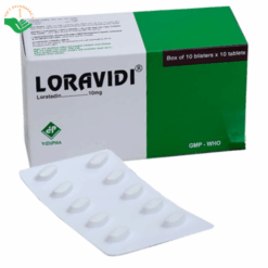 Loravidi điều trị viêm mũi dị ứng và mày đay mạn tính (Hộp 10 vỉ x 10 viên)