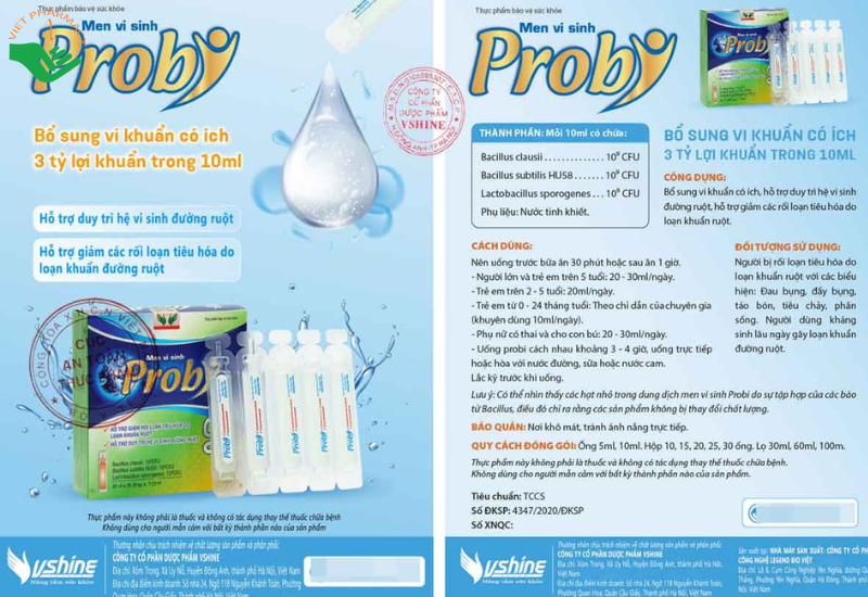 Men Vi Sinh Probi hỗ trợ bổ sung vi khuẩn có ích, duy trì hệ vi sinh đường ruột (Hộp 2 vỉ x 5 ống x 10ml)