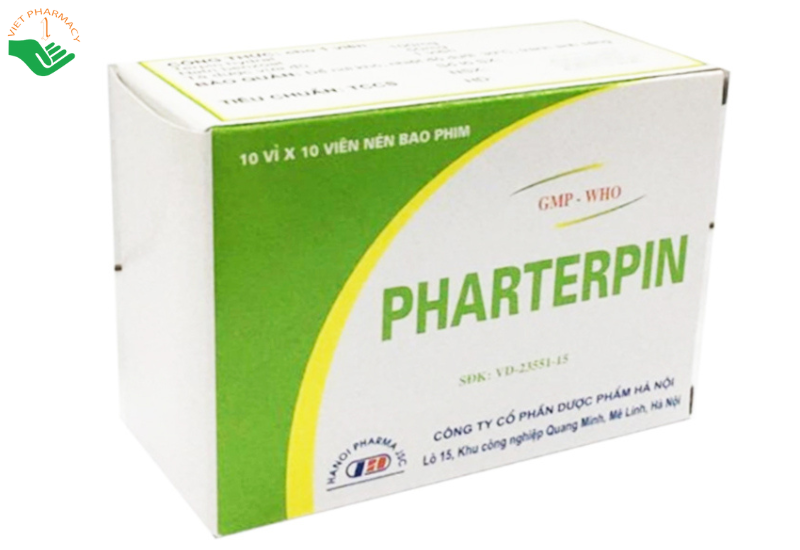 PHARTERPIN trị long đờm, giảm ho do đờm ứ đọng (Hộp 10 vỉ x 10 viên)