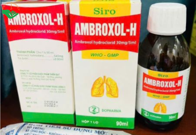Siro Ambroxol-H 30mg/5ml trị bệnh hô hấp có kèm tăng tiết dịch phế quản chai 90ml