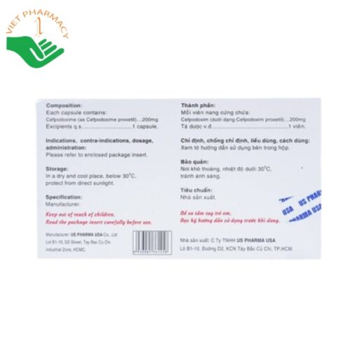 Thuốc APFU 200mg điều trị các nhiễm khuẩn (Hộp 1 vỉ x 10 viên)