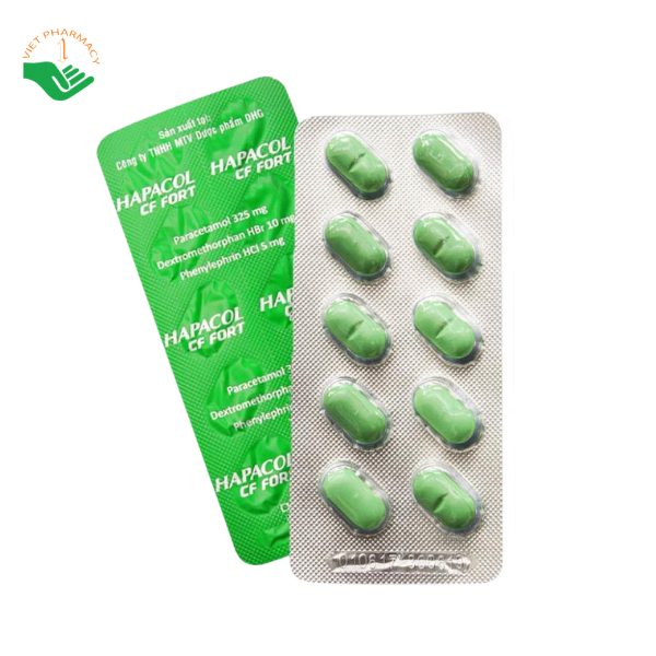 Thuốc Hapacol CF Fort giảm đau, hạ sốt và trị cảm cúm (Hộp 10 vỉ x 10 viên)