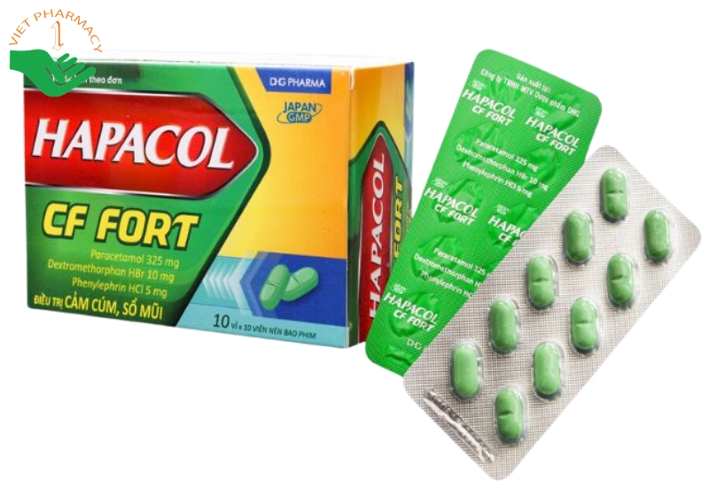 Thuốc Hapacol CF Fort giảm đau, hạ sốt và trị cảm cúm (Hộp 10 vỉ x 10 viên)