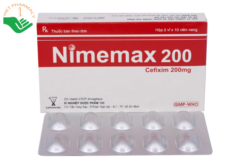 Thuốc Ninemax 200 điều trị nhiễm khuẩn như viêm họng và viêm amidan (Hộp 2 vỉ x 10 viên)