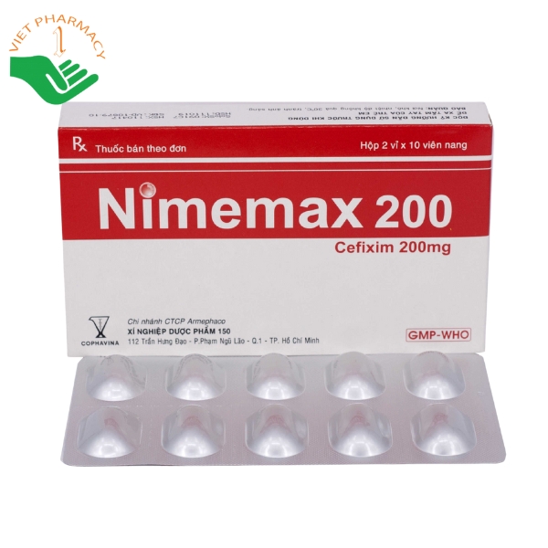Thuốc Ninemax 200 điều trị nhiễm khuẩn như viêm họng và viêm amidan (Hộp 2 vỉ x 10 viên)