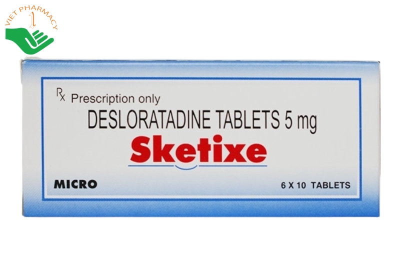 Thuốc Sketixe 5mg giảm các triệu chứng viêm mũi dị ứng theo mùa (Hộp 6 vỉ x 10 viên)