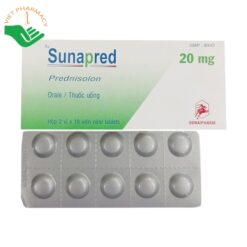 Thuốc Sunapred Prednisolon 20mg kháng viêm và chống dị ứng (Hộp 2 vỉ x 10 viên)