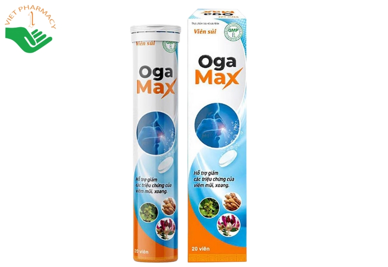 Viên sủi Oga Max hỗ trợ điều trị bệnh lý viêm xoang và viêm mũi dị ứng (Hộp 20 viên)