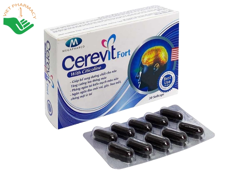 Viên uống Cerevit Fort hỗ trợ tăng cường tuần hoàn não bộ (Hộp 30 viên)