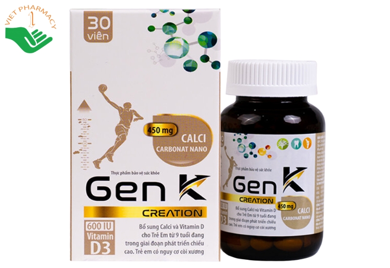 Viên uống Gen K hỗ trợ giảm nguy cơ loãng xương và thúc đẩy chiều cao (Combo 2 Hộp x 30 Viên)