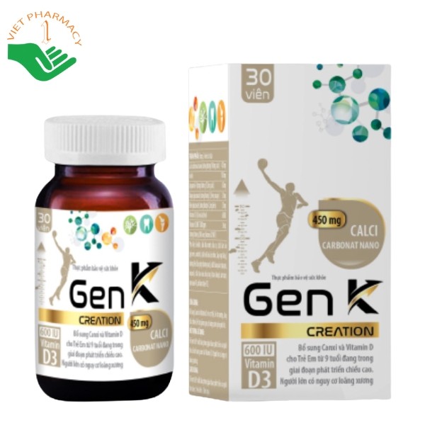 Viên uống Gen K hỗ trợ giảm nguy cơ loãng xương và thúc đẩy chiều cao (Combo 2 Hộp x 30 Viên)