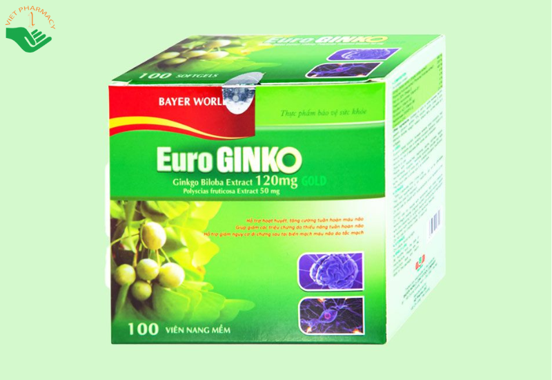 Viên uống hỗ trợ hoạt huyết, tăng cường tuần hoàn máu não Euro Ginko Gold HD Pharma (100 viên)