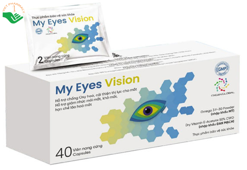 Viên uống My Eyes Vision hỗ trợ giảm nhức mỏi mắt, khô mắt, hạn chế lão hóa mắt (Hộp 40 viên)