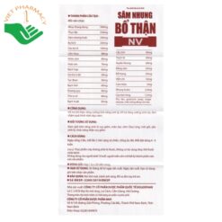 Viên uống Sâm Nhung Bổ Thận NV Hỗ Trợ Bổ Thận Và Tăng Cường Sinh Lực Nam Giới (Hộp 30 Viên)