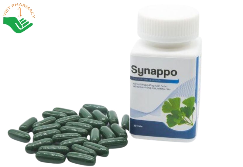 Viên uống Synappo hỗ trợ tăng tuần hoàn máu não và rối loạn tiền đình (Hộp 30 viên)