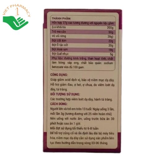 Viên uống Vitos hỗ trợ cải thiện trào ngược và viêm loét dạ dày (Hộp 100g)