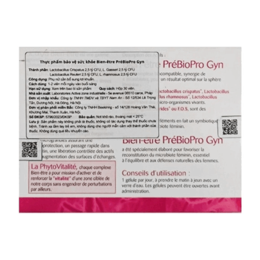 Viên uống Activa Bien-être Prebiopro Gyn BeeKing hỗ trợ ngăn ngừa viêm nhiễm phụ khoa (Hộp 2 vỉ x 15 viên)