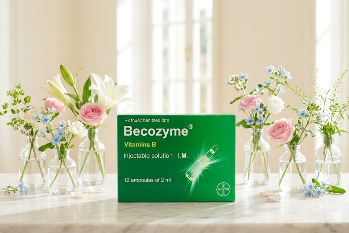 Becozyme Vitamins B Bayer phòng ngừa và điều trị thiếu vitamin nhóm B (Hộp 12 ống x 2ml)