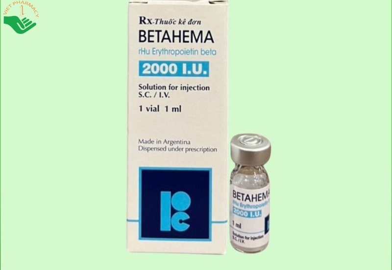Betahema 2.000UI điều trị thiếu máu ở bệnh nhân suy thận mạn tính (Hộp 1 lọ x 1ml)