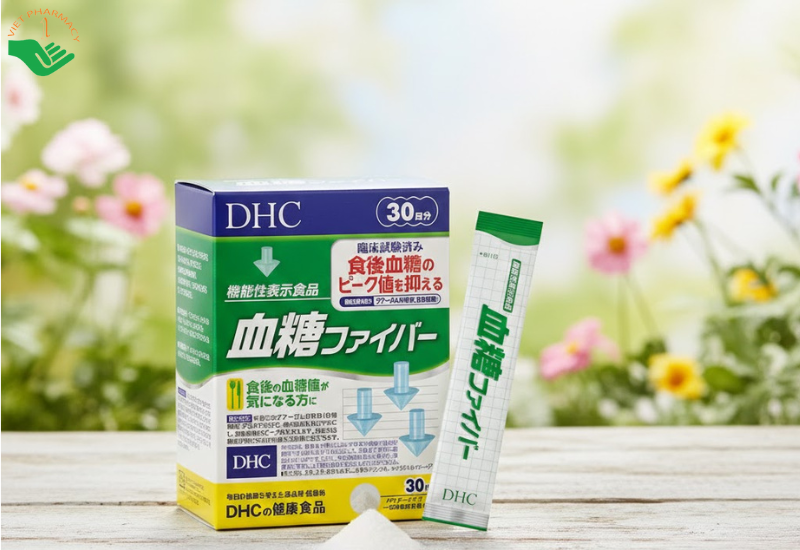 Bột uống DHC Blood Sugar Fiber hỗ trợ giảm hấp thu đường, giúp giảm nguy cơ tăng đường huyết sau ăn (30 gói)
