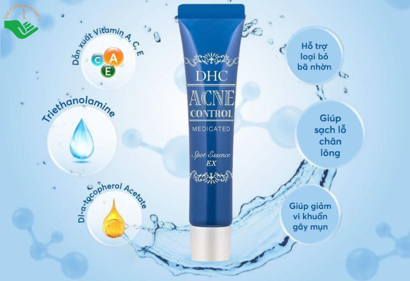 Tinh chất giảm mụn DHC Acne Control Spot Essence EX giúp làm dịu da, cung cấp độ ẩm và dưỡng chất, hỗ trợ cải thiện tình trạng da mụn (Lọ 15g) 