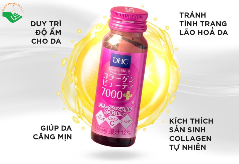 DHC Collagen Beauty 7000 Plus New hỗ trợ tăng độ đàn hồi cho da (10 lọ)