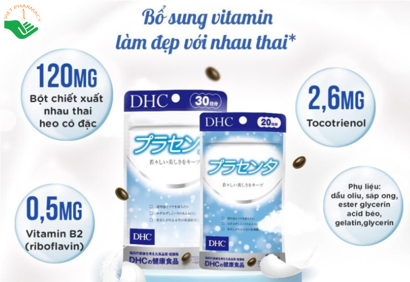 DHC Placenta hỗ trợ làm đẹp da, tăng độ ẩm cho da (60 viên)