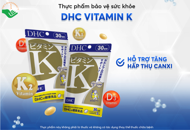DHC Vitamin K Nhật Bản hỗ trợ tăng hấp thụ canxi, duy trì hệ xương răng chắc khỏe (60 viên)