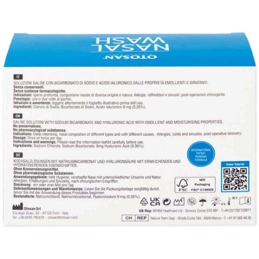 Dung dịch muối rửa mũi OTOSAN NASAL WASH loại bỏ dư thừa chất nhầy, chất ô nhiễm không khí (30 gói)