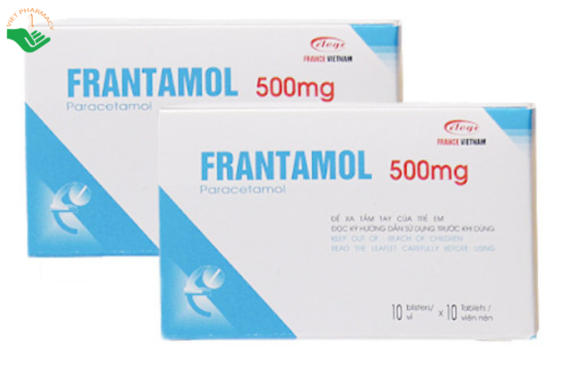 Frantamol 500mg thuốc hạ sốt, giảm đau từ mức nhẹ đến vừa (Hộp 10 vỉ x 10 viên)