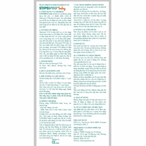 Bột pha uống hỗ trợ nhuận tràng giảm táo bón STIPSIPEG baby