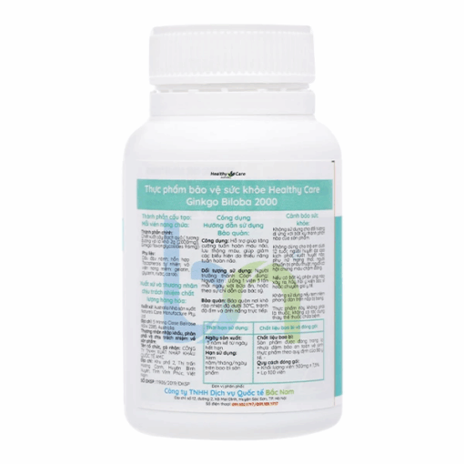 Healthy Care Ginkgo Biloba 2000 tăng cường tuần hoàn máu não (hũ 100 viên)