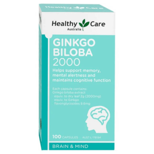 Healthy Care Ginkgo Biloba 2000 tăng cường tuần hoàn máu não (hũ 100 viên)