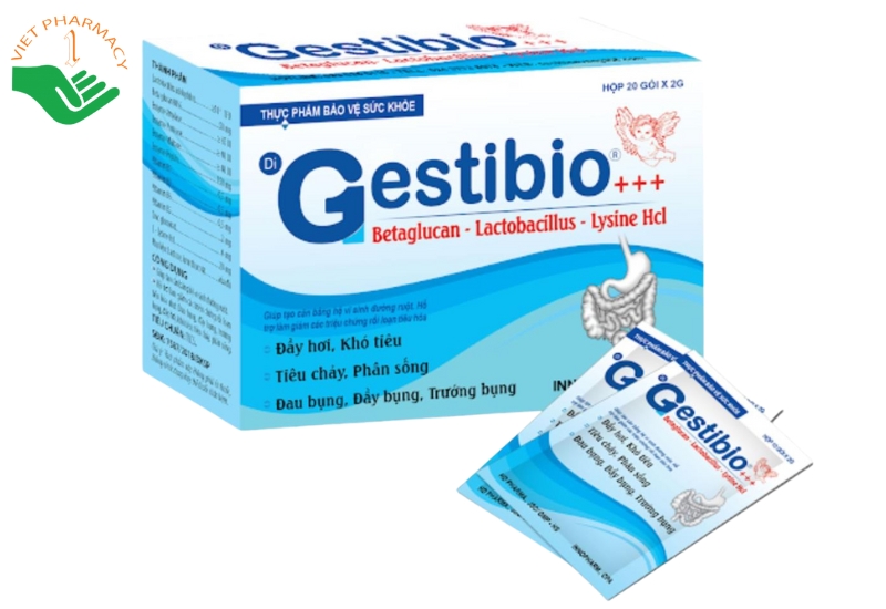 Men tiêu hóa Gestibio giúp bổ sung vi khuẩn có ích và hỗ trợ điều trị rối loạn tiêu hóa (Hộp 20 gói x 2g)