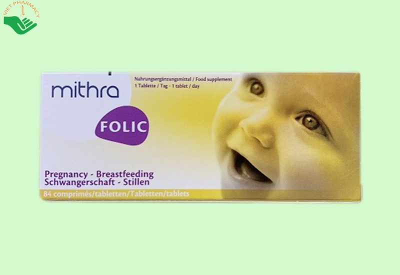 Mithra Folic cung cấp Acid Folic cho mẹ bầu, người đang cho con bú (Hộp 3 vỉ x 28 viên)