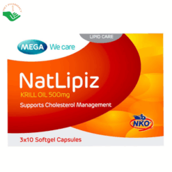 Natlipiz (Krill Oil 500mg) hỗ trợ giảm nguy cơ xơ vữa động mạch, hỗ trợ giảm cholesterol (Hộp 3 vỉ x 10 viên)