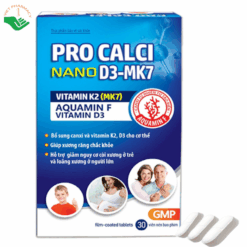 Pro Calci nano D3-MK7 hỗ trợ bổ sung canxi và vitamin K2, D3 (Hộp 1 lọ x 30 viên)