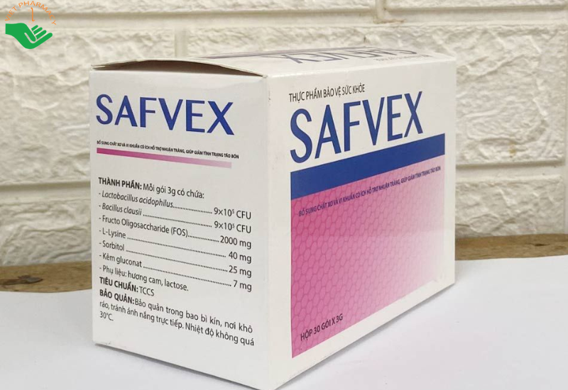 Safvex bổ sung chất xơ và vi khuẩn có ích hỗ trợ nhuận tràng (Hộp 30 gói x 3g)