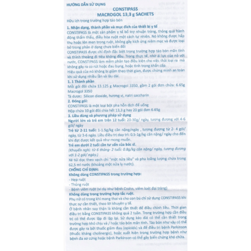 Sản phẩm nhuận tràng CONSTIPASS điều hòa ruột một cách tự nhiên (hộp 20 gói)
