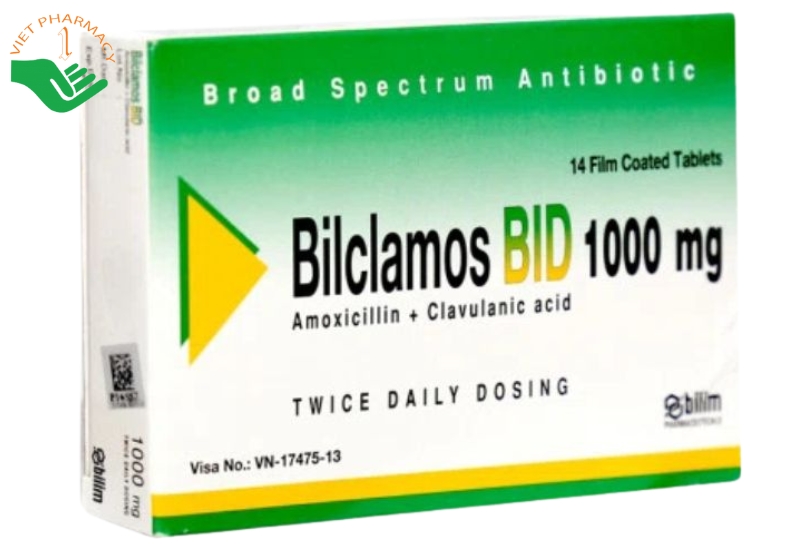 Thuốc Biclamos 1000mg điều trị nhiễm khuẩn (Hộp 2 vỉ x 7 viên)