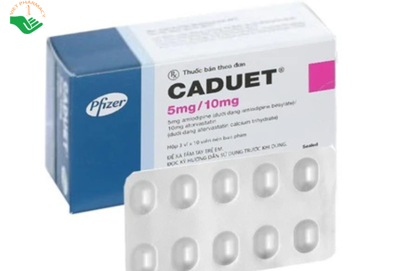 Thuốc Caduet 5mg/10mg Pfizer điều trị tăng huyết áp, rối loạn lipid máu (3 vỉ x 10 viên)