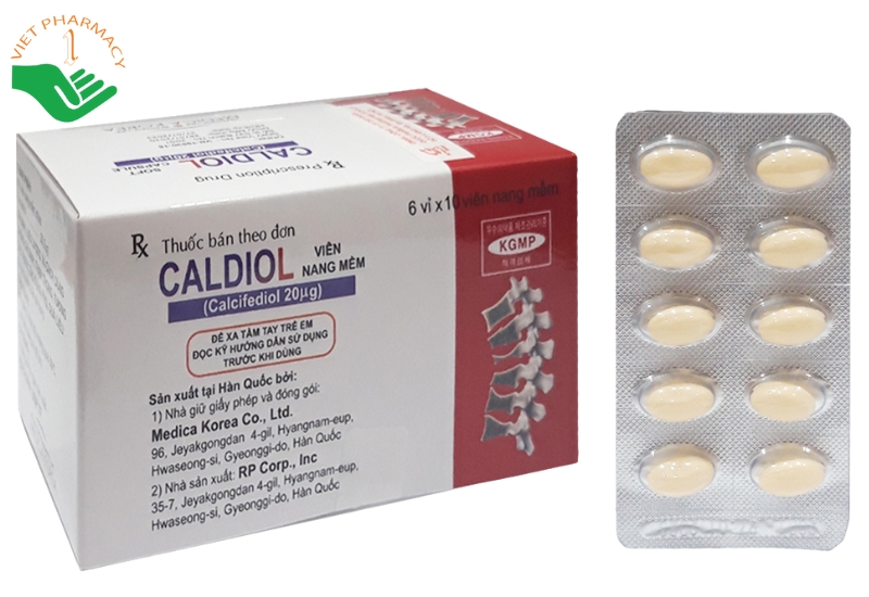Thuốc Caldiol 20mcg phòng và điều trị bệnh còi xương do dinh dưỡng (Hộp 6 vỉ x 10 viên)