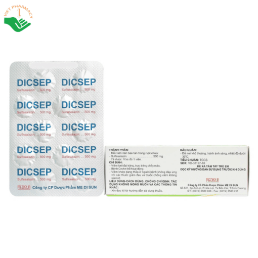 Thuốc Dicsep Medisun điều trị viêm loét đại tràng, trực tràng chảy máu (3 vỉ x 10 viên)