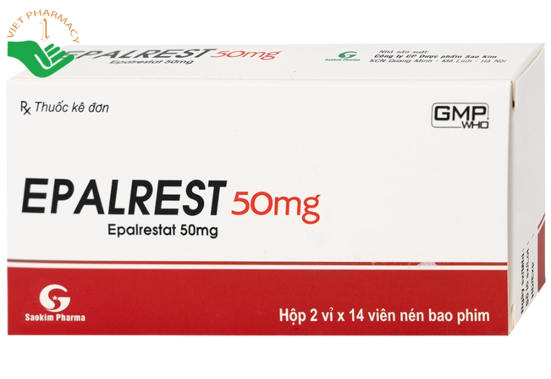 Thuốc Epalrest 50mg phòng ngừa và điều trị biến chứng đái tháo đường (Hộp 2 vỉ x 14 viên)