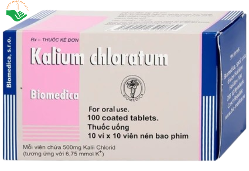 Thuốc Kalium Chloratum Biomedica dùng trong phòng và điều trị một số trường hợp thiếu kali (10 vỉ x 10 viên)