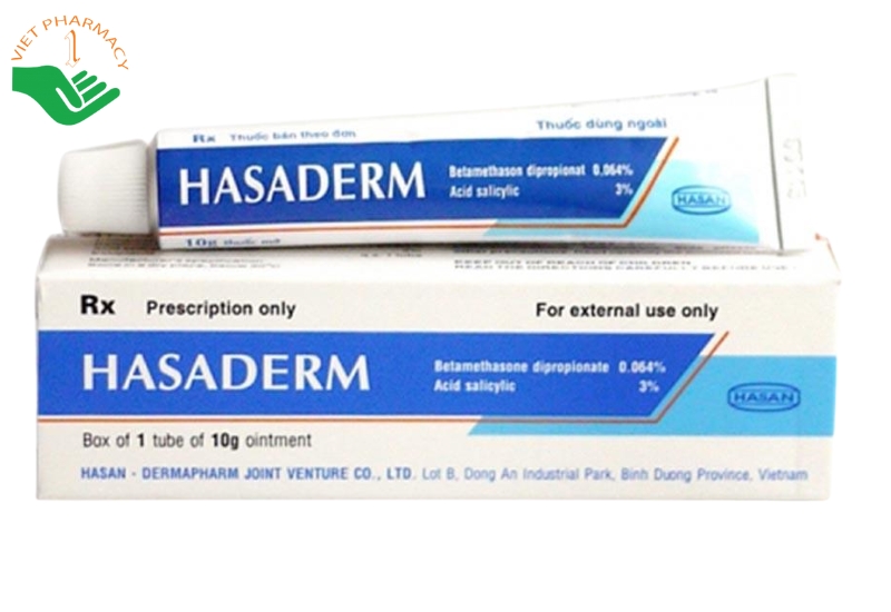 Thuốc mỡ Hasaderm điều trị iêm da tiết bã nhờn và các bệnh ngoài da (Hộp 01 tuýp 10g)