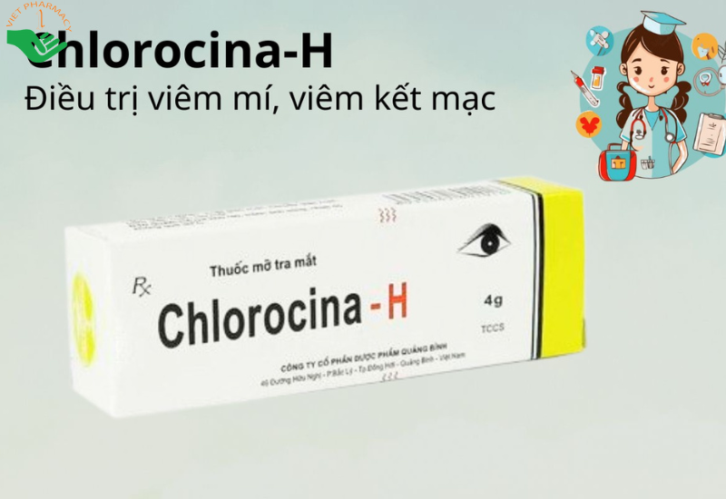 Thuốc mỡ tra mắt Chlorocina-H Quapharco điều trị viêm mí, viêm kết mạc (4g)