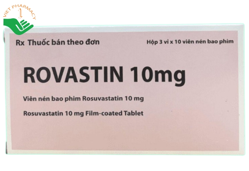 Thuốc Rovastin 10mg điều trị tăng lipid máu hoặc rối loạn lipid máu (Hộp 3 vỉ x 10 viên)
