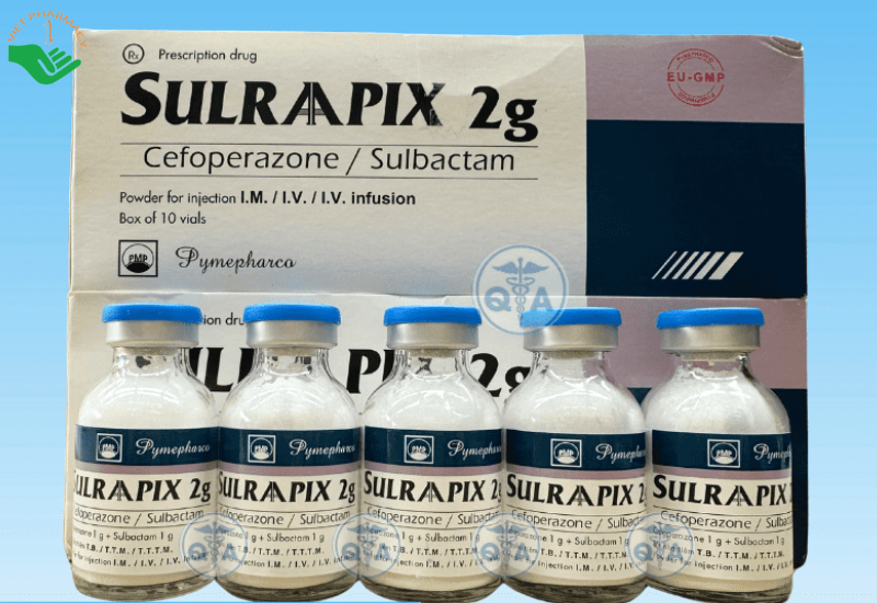 Thuốc Sulraapix 2g (Cefoperazone/Sulbactam) được chỉ định trong các trường hợp nhiễm khuẩn (Hộp 10 lọ)