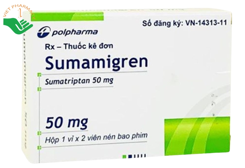 Thuốc Sumamigren điều trị đau nửa đầu (Hộp 1 vỉ x 2 viên)